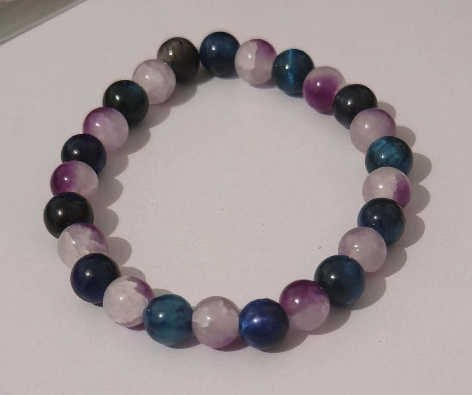 bracelet mélange pierres naturelles et verre 1